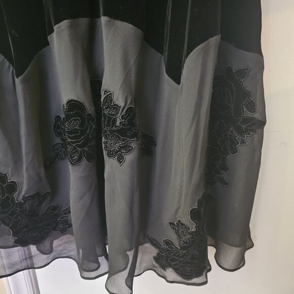 Jones NY Skirt Velvet Burnout Whimsigoth Fairy Silk Sheer Dark Romantic Sz 14 - Picture 2 of 6